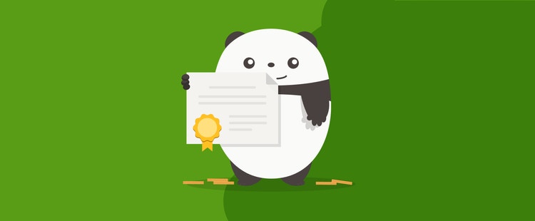 Featured Image: Illustration of a happy panda holding a certificate