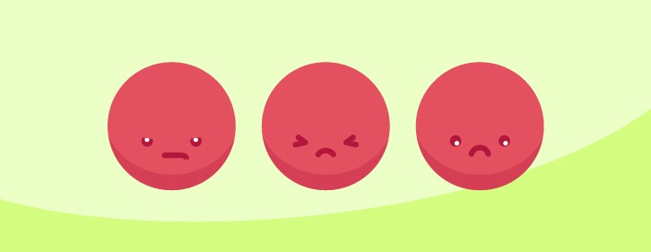 Featured Image: Illustration of three unhappy frowning faces on a green background