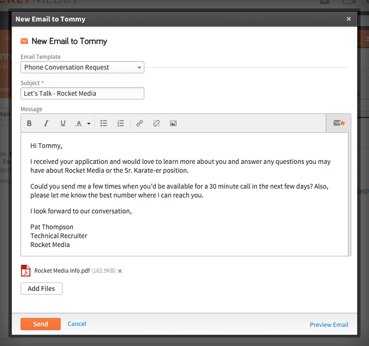 New email message to Tommy