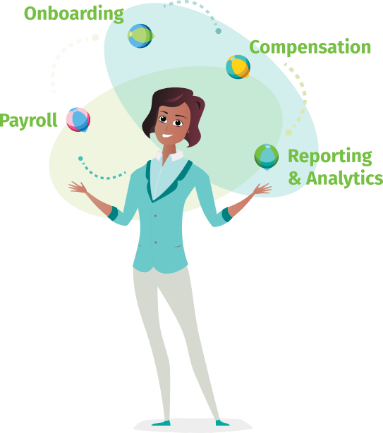 juggling onboarding, payroll, compensation, reporting and analytics