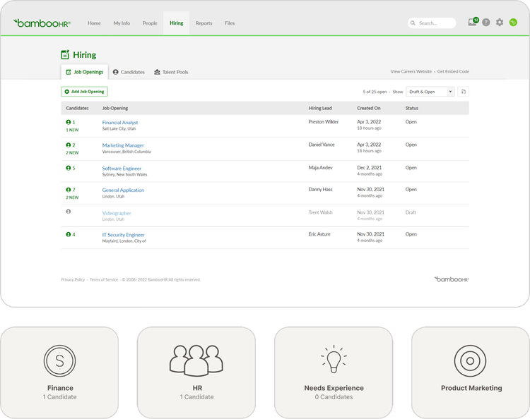 Hiring & Onboarding HR Software BambooHR