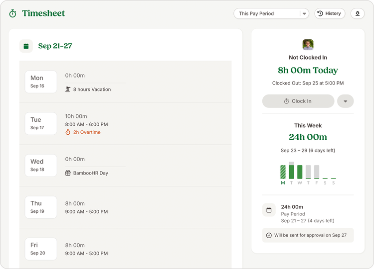 An overview of the timesheet feature of BambooHR