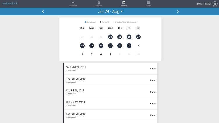 SwipeClock_screenshot_schedule_Jul19