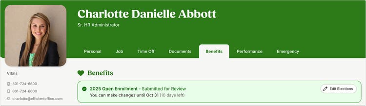 Benefit Elections Editable by Employees