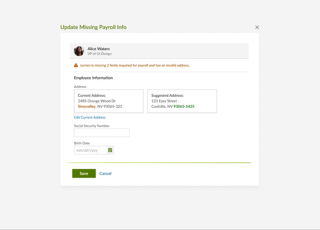 Address Validation for Payroll | Product Updates | BambooHR