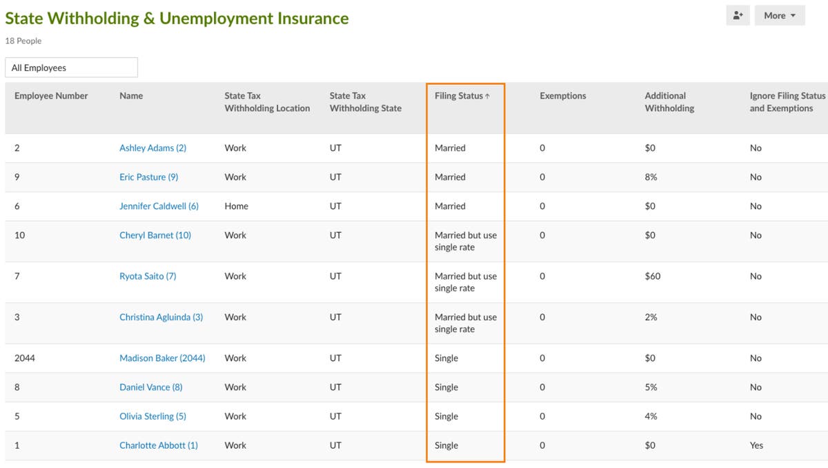 Filing Status Added to State Withholding & Unemployment Insurance Report for TRAXPayroll
