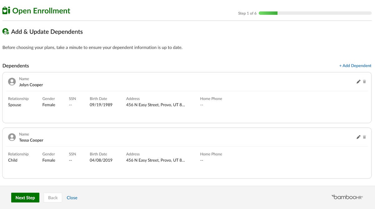 Add or Edit Dependent Info During Enrollment | Product Updates | BambooHR