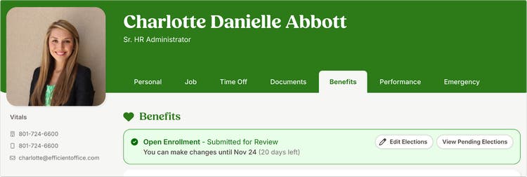 Employee View of Submitted Enrollments