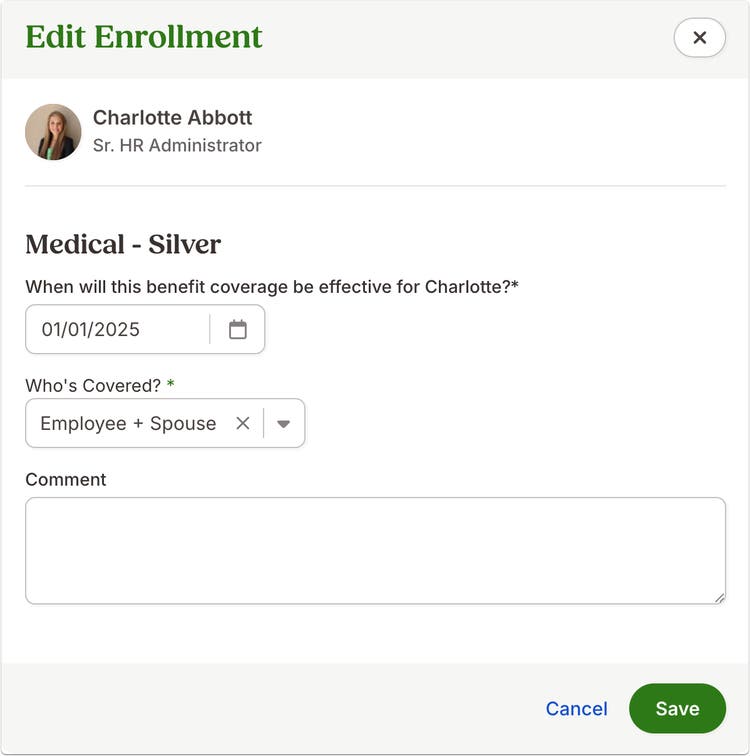Benefits Edit Improvements on Employee Tab