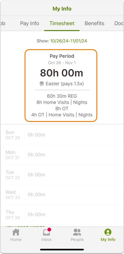 Holiday Pay in the Mobile App
