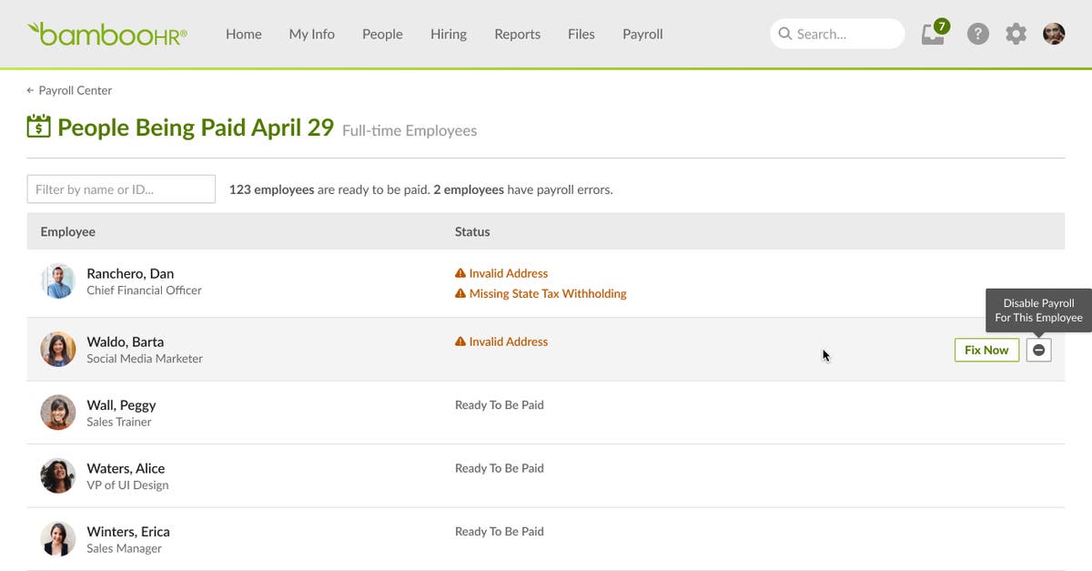Disable Employees from Payroll in BambooHR Product Updates BambooHR