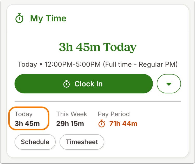 Today’s Total on the My Time Widget| Product Updates | BambooHR
