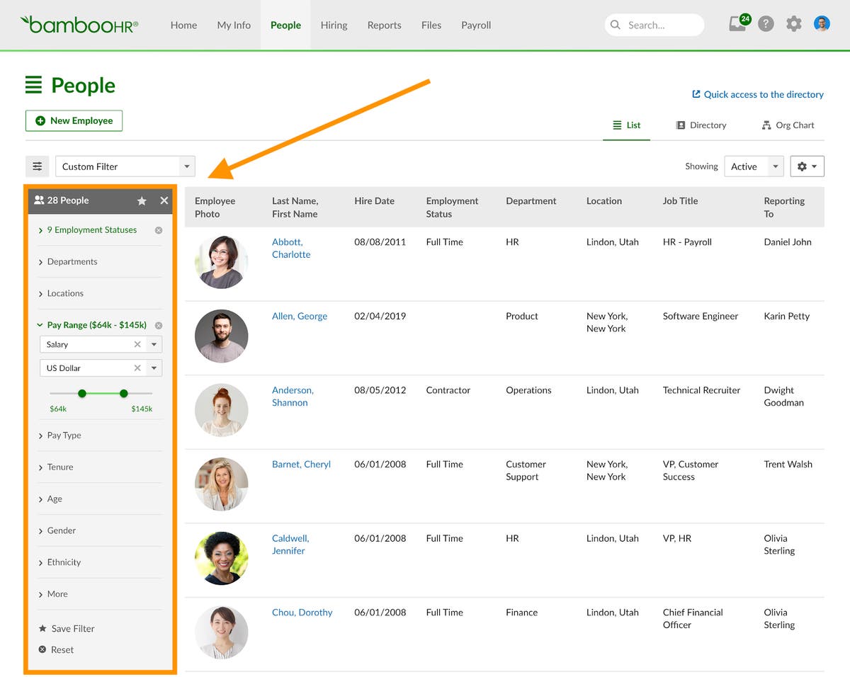 Employee List Filters Product Updates BambooHR