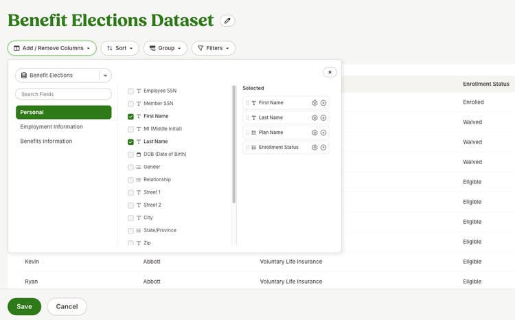 Benefits Elections Data in New Custom Reporting