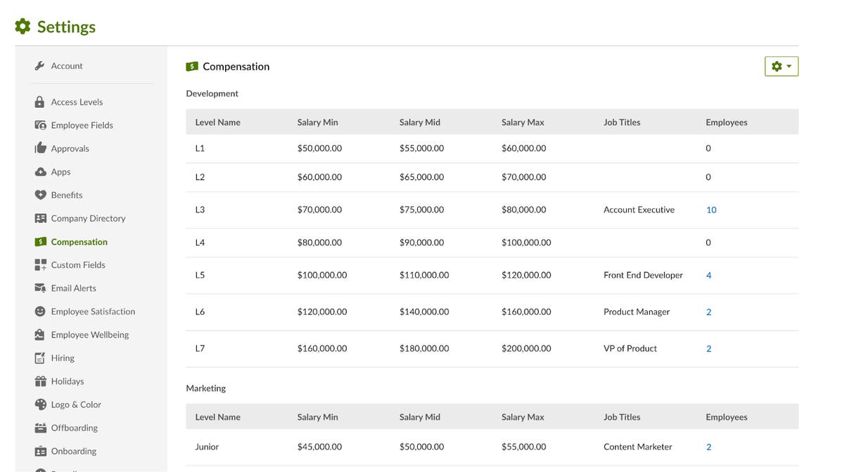 Levels and Bands Product Updates BambooHR