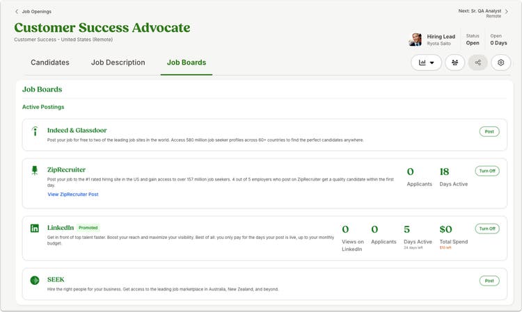 Manage External Job Board Postings From One Dedicated Tab