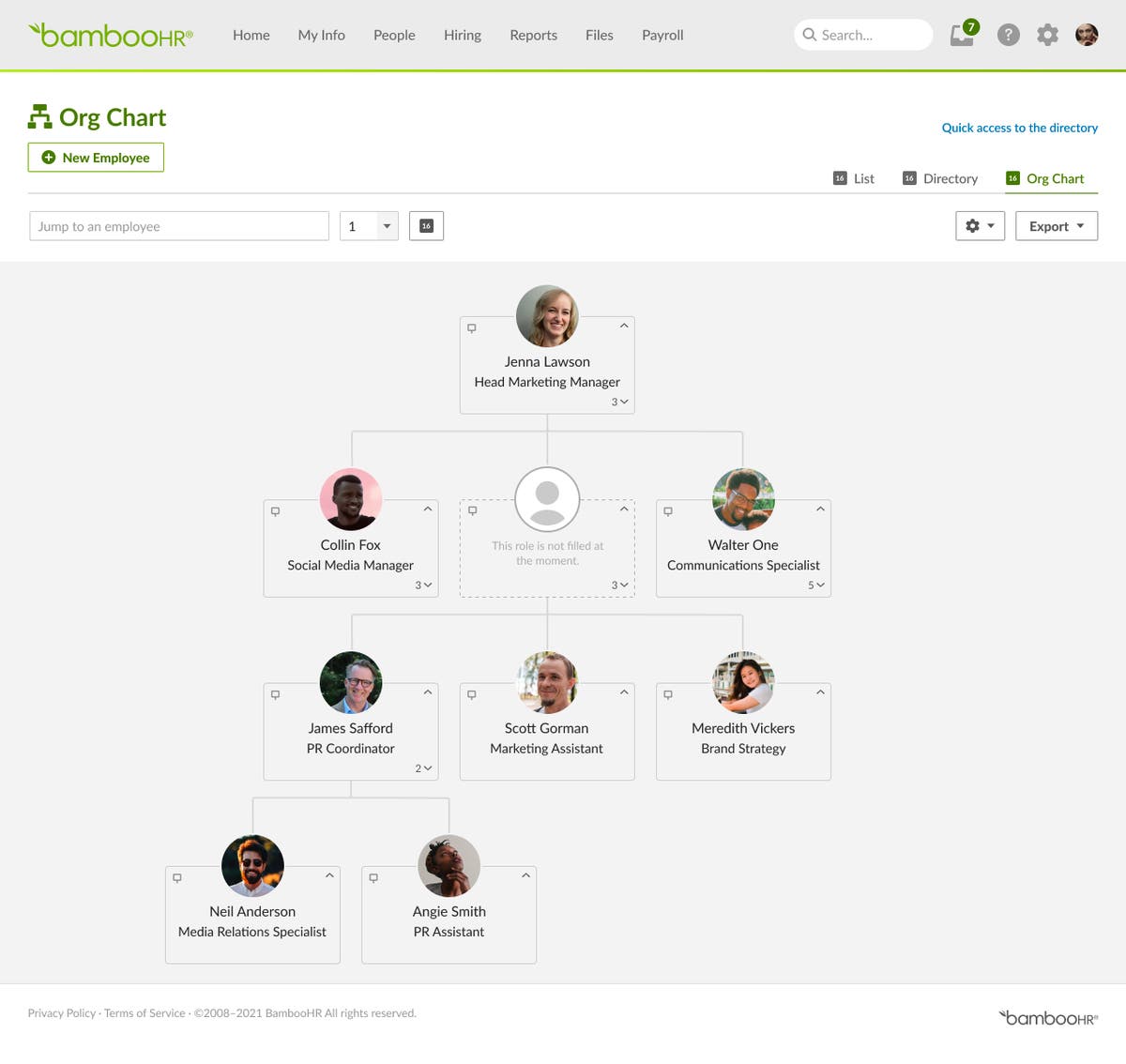 Org Chart Placeholders for Terminated Managers Product Updates BambooHR