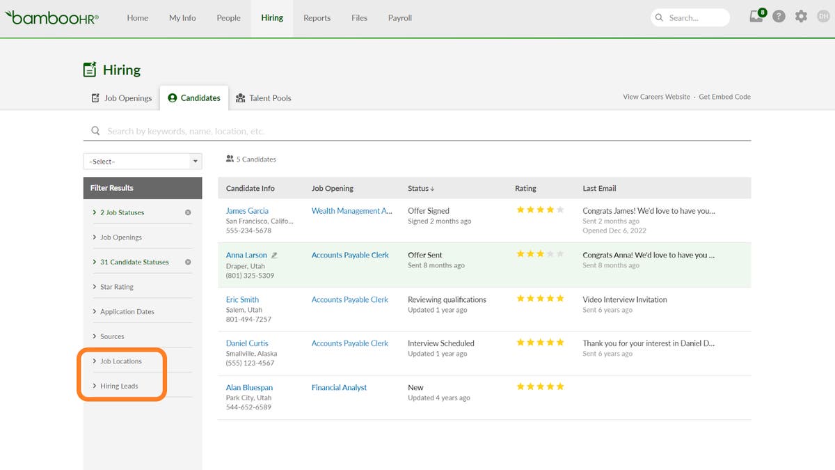 Two Additional Candidate List Filters Product Updates BambooHR