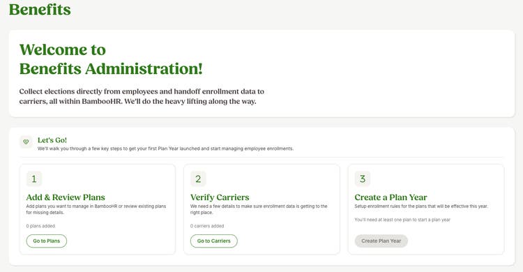 New Admin Home Page for Benefits Admin