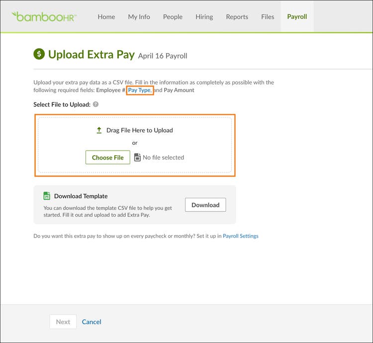One-Time Extra Pay Upload Improvements