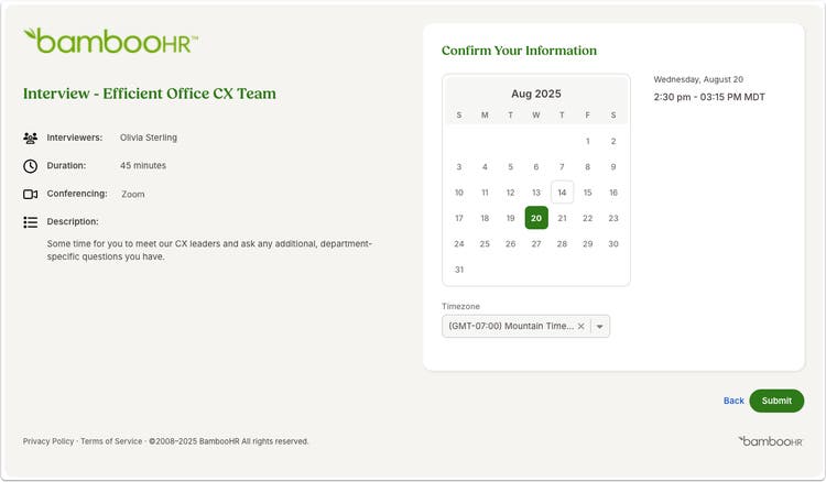 Candidate Self-Scheduling