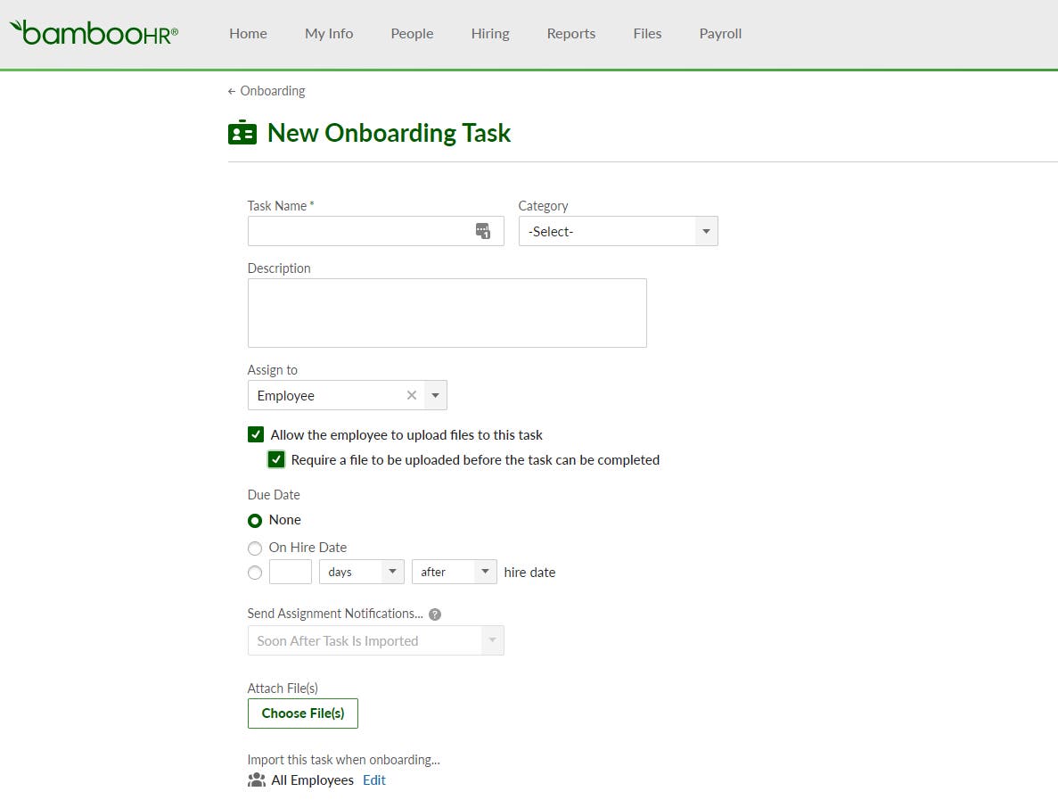 Require File Upload Option Product Updates BambooHR