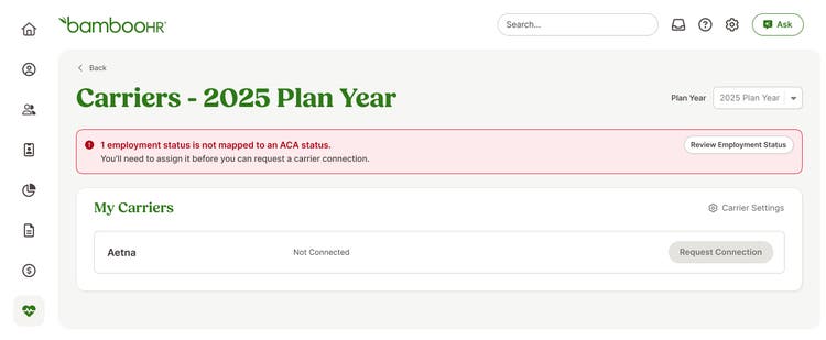 ACA Status Validation for Carrier Connections