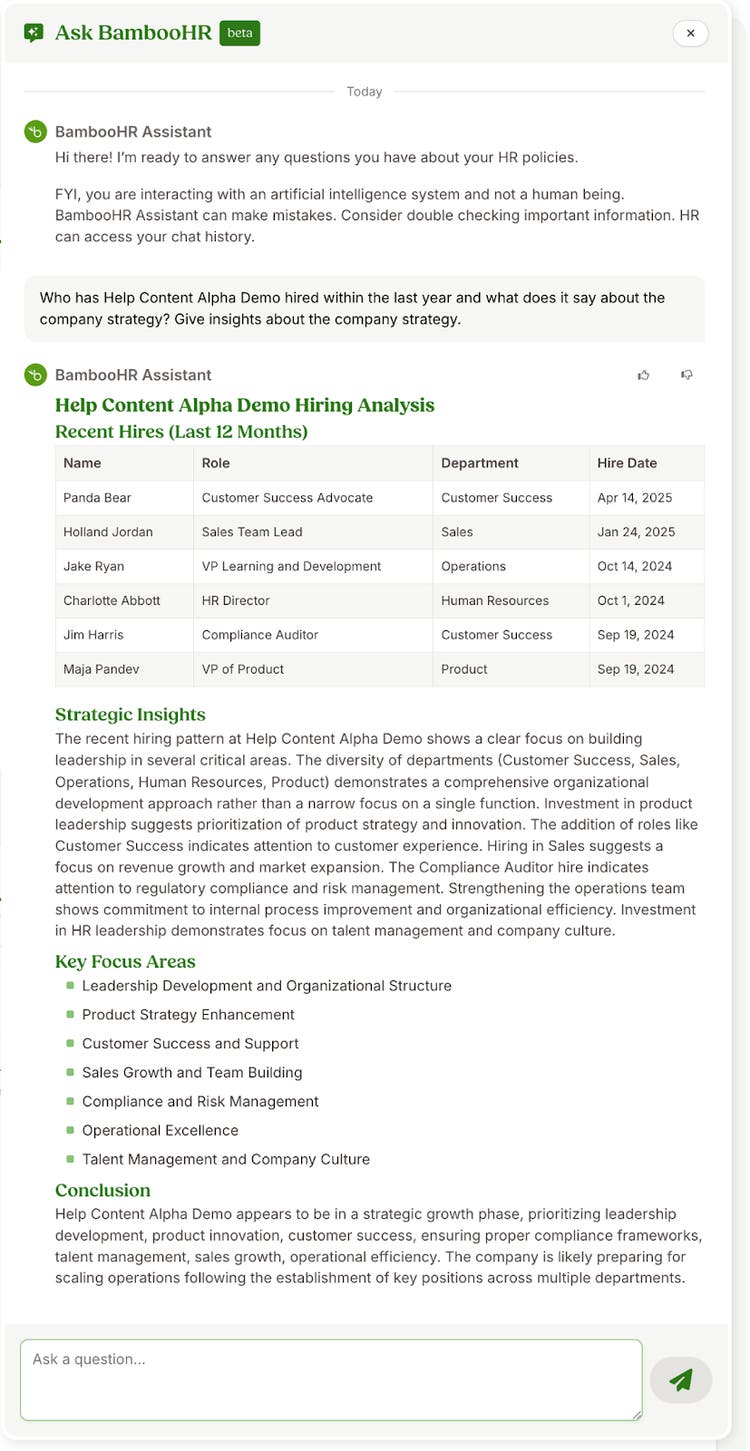 Ask BambooHR - Better Answers and Analysis