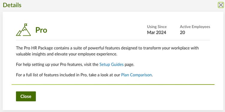 Package Info Modal