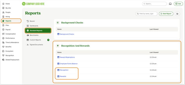 Recognition & Rewards Reporting Dashboards