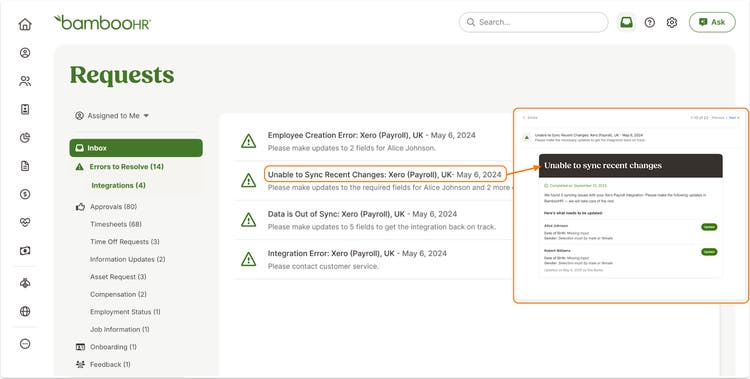 Inbox Error Notifications for Integrations