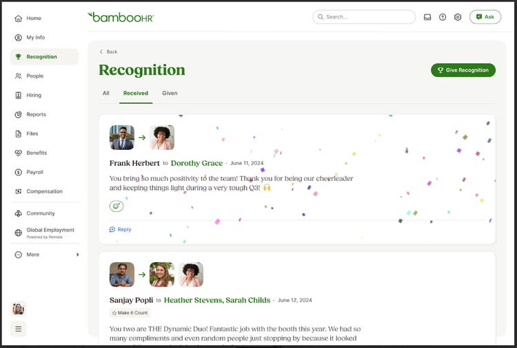 Recognition & Rewards in BambooHR,