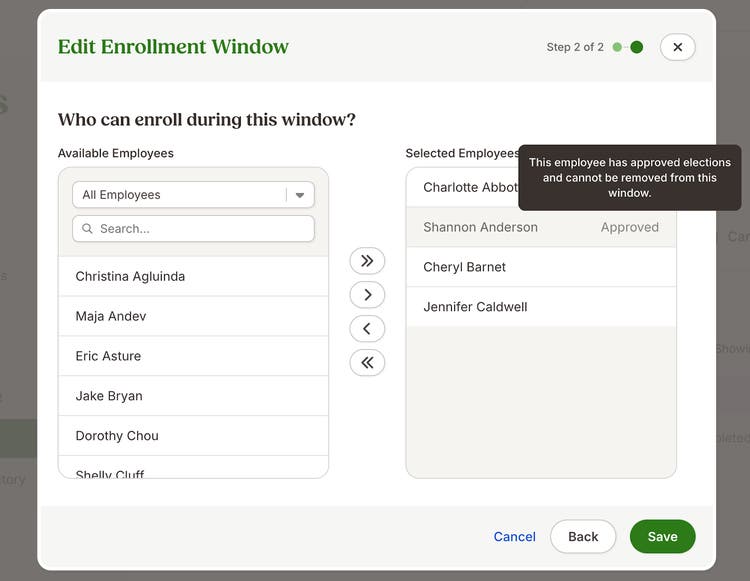 Employees with Approved Elections are Locked to an Enrollment Window