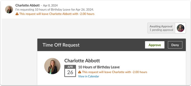Clarify Balances on Time Off Requests