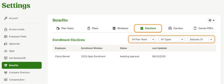 More Filtering Options on Elections Tab