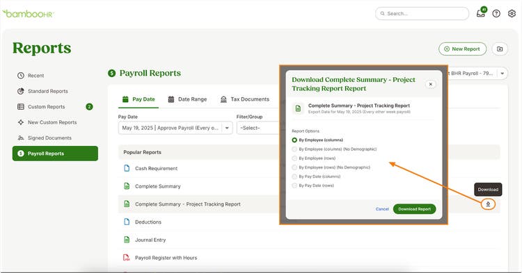 Complete Summary and Journal Entry Reports with Job Costing for Hourly and Salary Employees Who Track Hours
