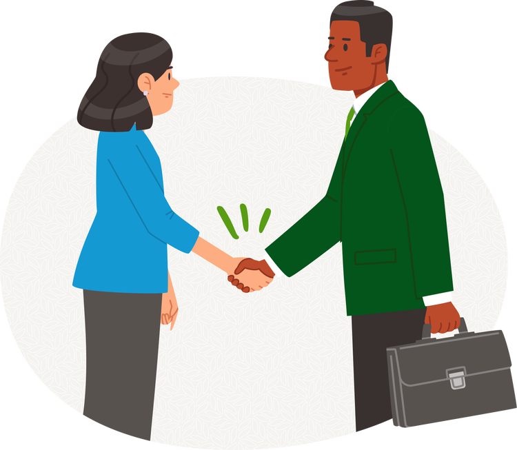 Illustration: Two employees shaking hands