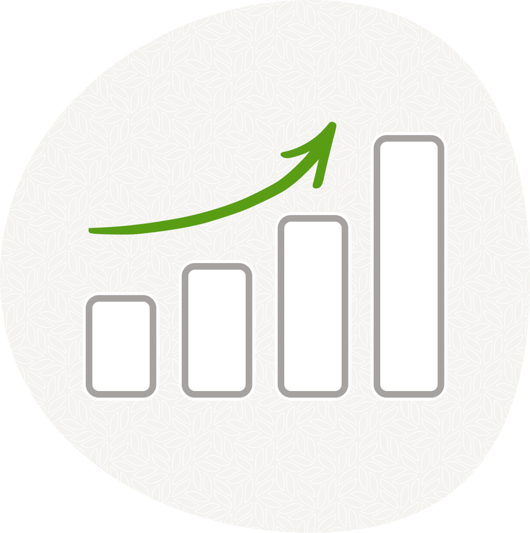 Illustration: A graph with bars going up and to the right