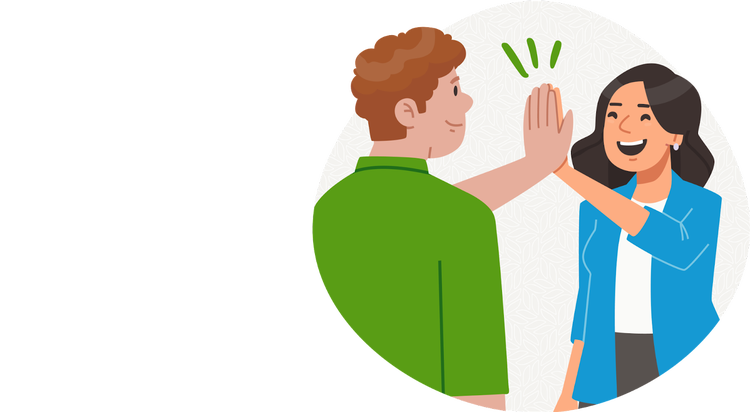 Illustration: Two employees high fiving